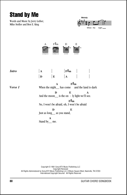 Stand By Me Guitar Chords Lyrics ZZounds