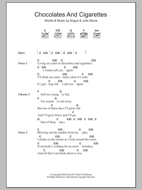 Chocolates And Cigarettes - Guitar Chords/Lyrics