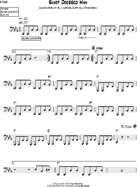 white christmas dresses Sharp Dressed Man" Sheet Music by ZZ Top for Lead Sheet main image 1