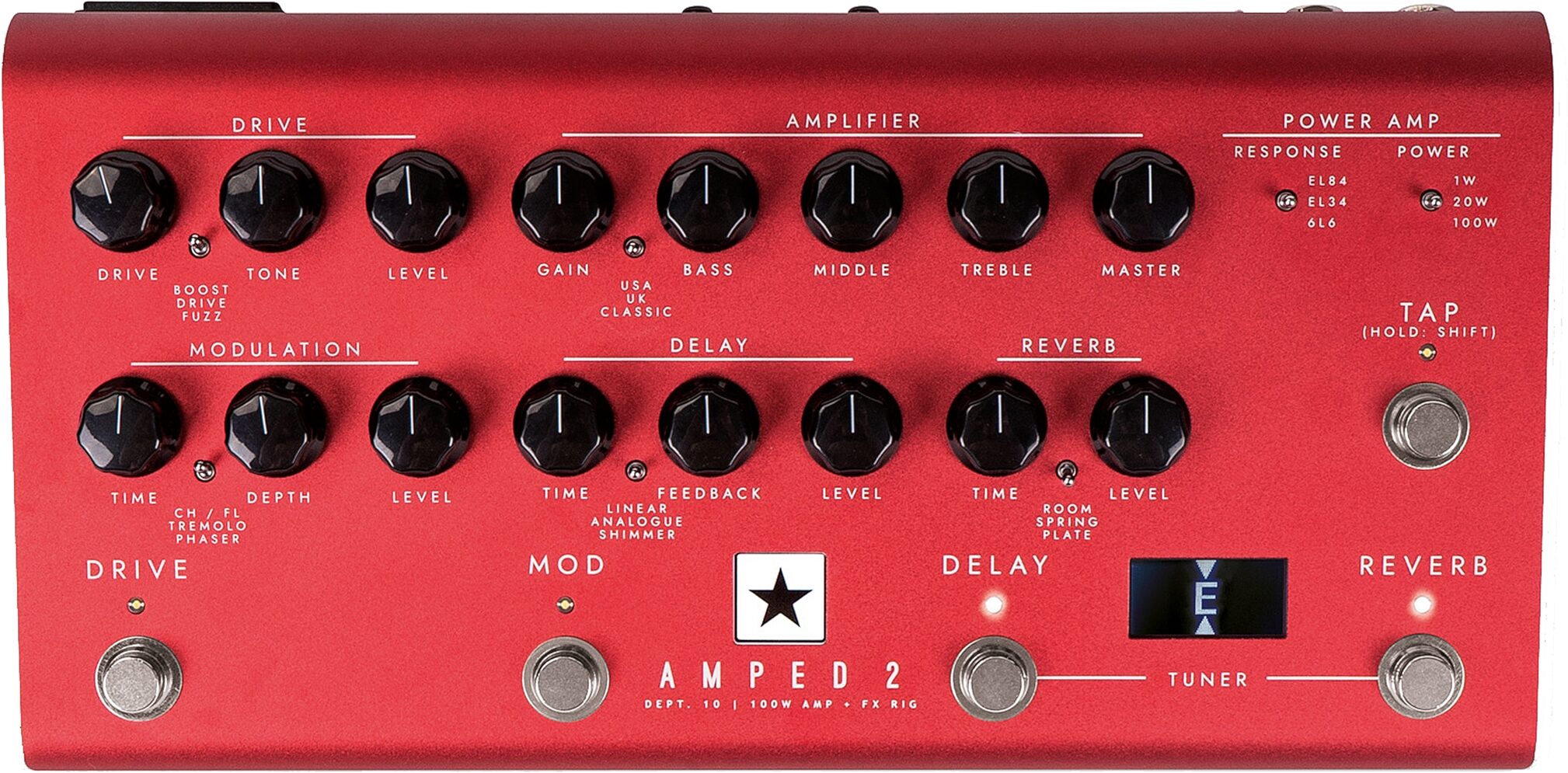 Blackstar Dept. 10 Amped 2 Guitar Amplifier Pedal (100 Watts), New, Action Position Back