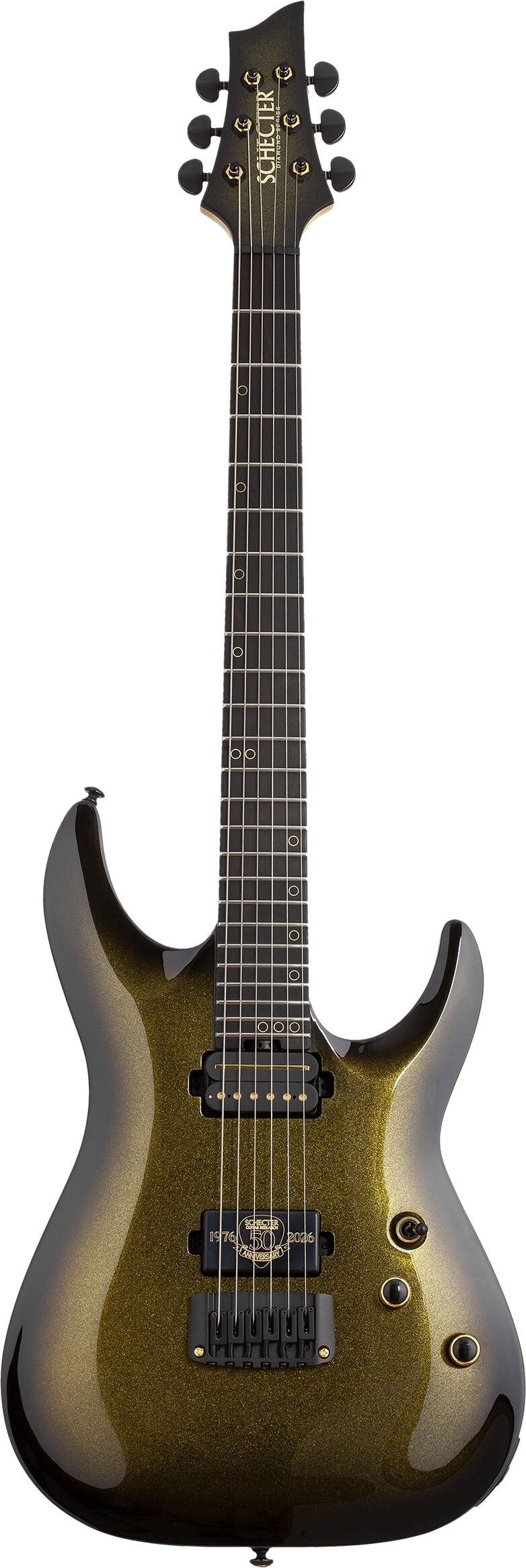 Schecter C-1 50th Anniversary Electric Guitar, Gold Burst, Open Box (Very Good), Main