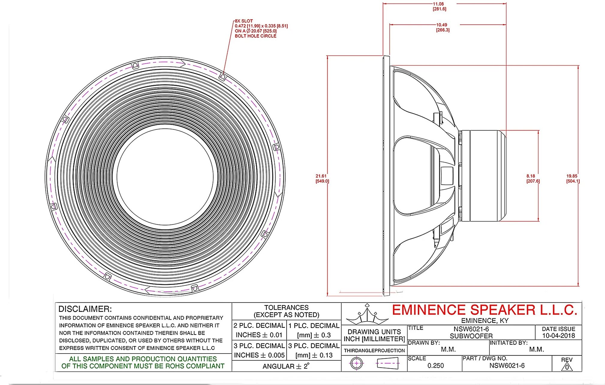 Eminence Tour Grade PA Speaker (2500 Watts, 21"), 6 Ohms, Action Position Back