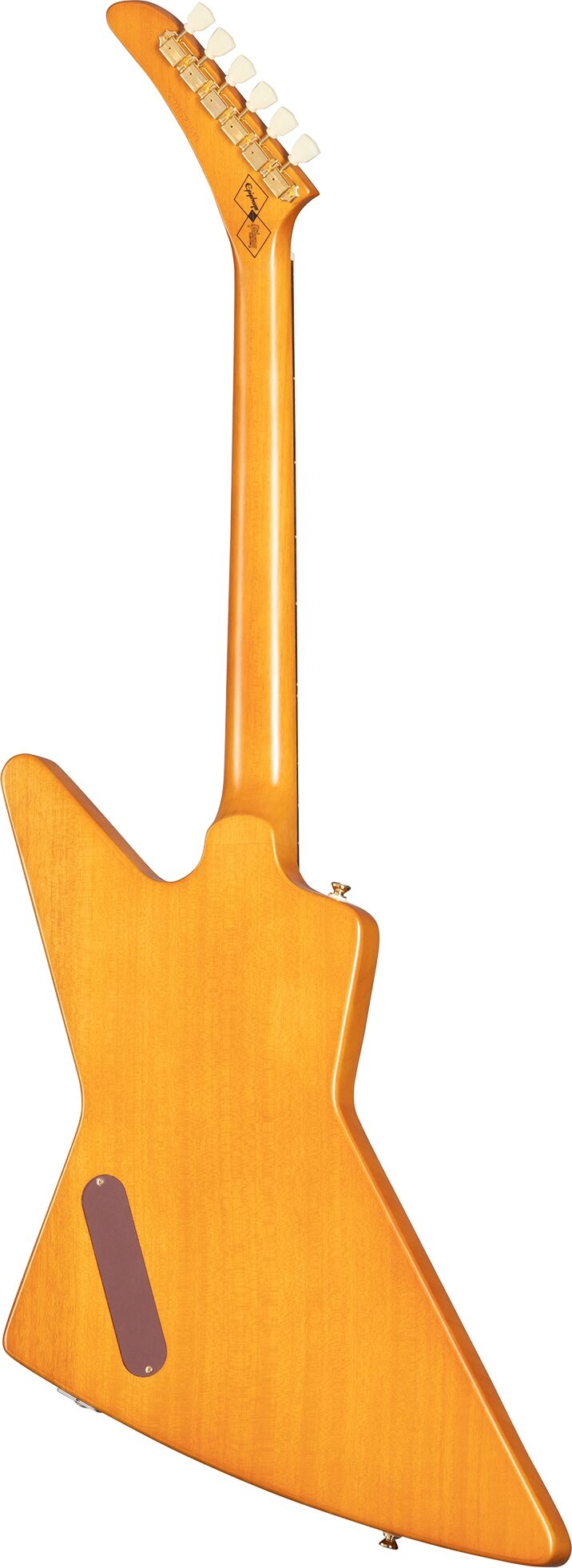 Epiphone 1958 Korina Explorer Electric Guitar (with Case), Aged Natural, with Black Pickguard, Action Position Back