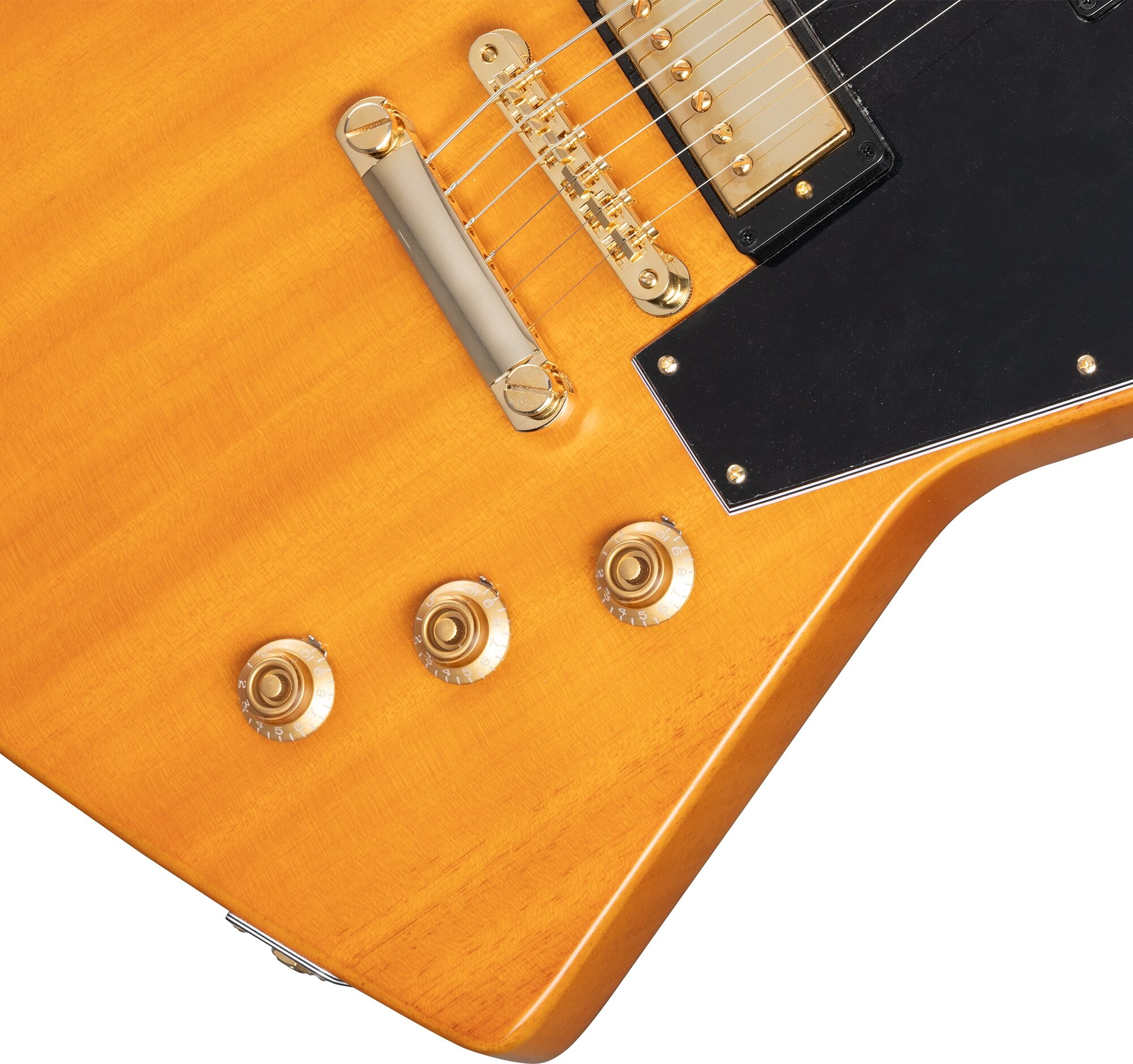 Epiphone 1958 Korina Explorer Electric Guitar (with Case), Aged Natural, with Black Pickguard, Action Position Back