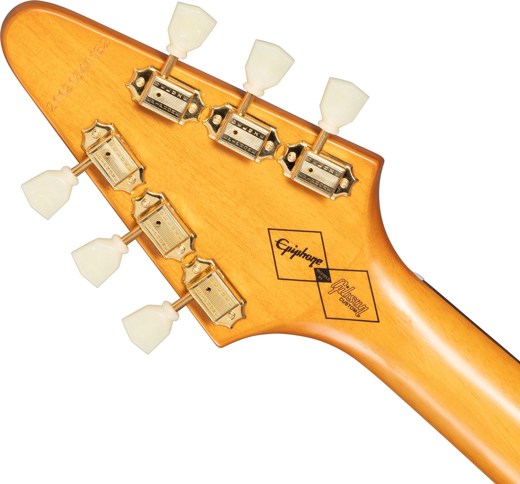 Epiphone 1958 Korina Flying V Electric Guitar (with Case), Action Position Back