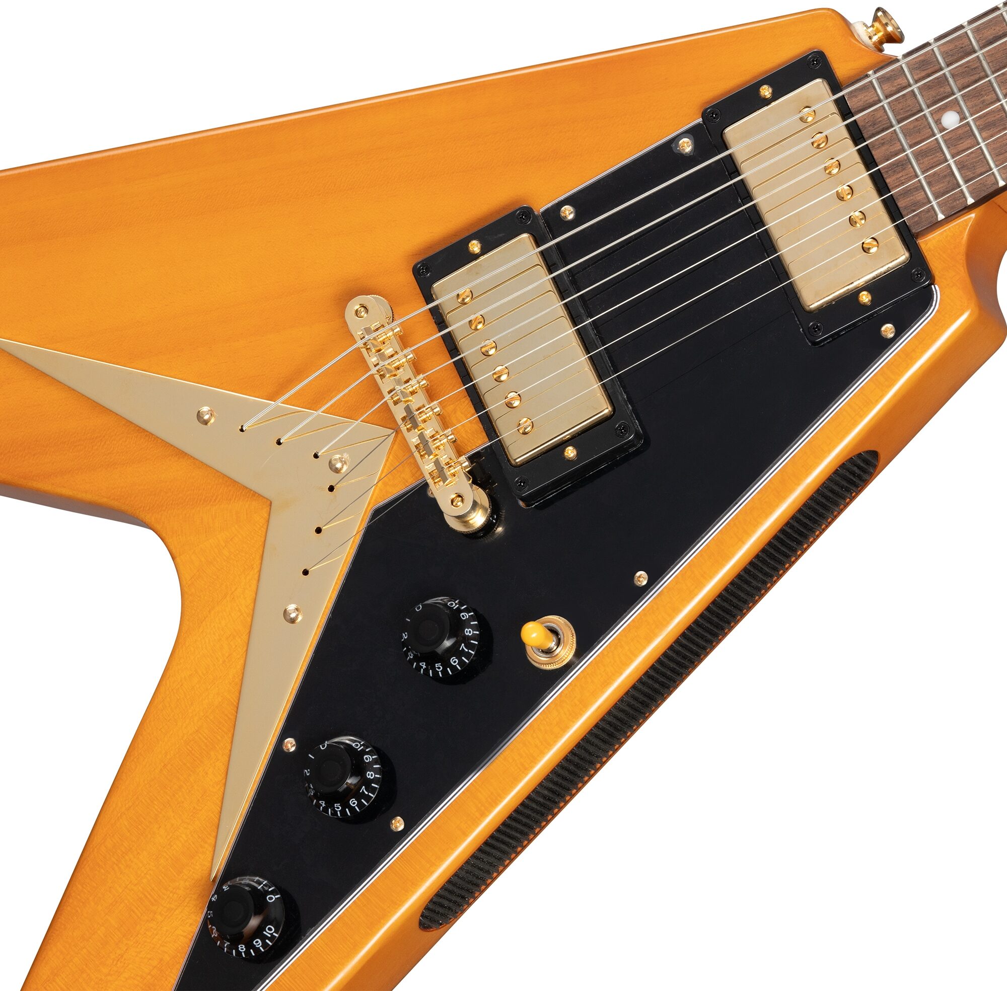Epiphone 1958 Korina Flying V Electric Guitar (with Case), Action Position Back