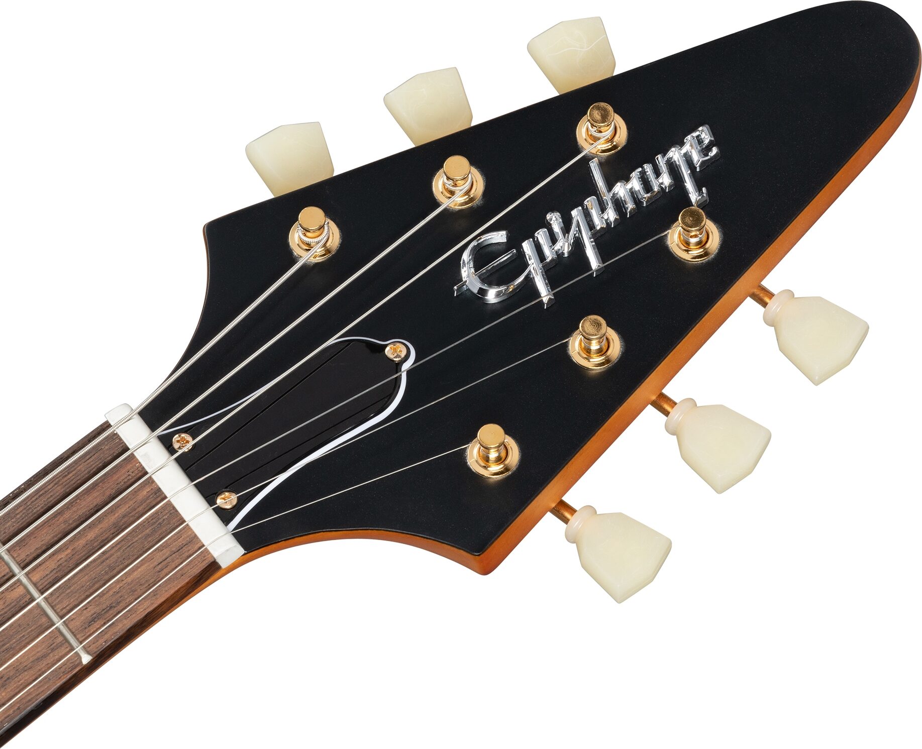 Epiphone 1958 Korina Flying V Electric Guitar (with Case), Action Position Back