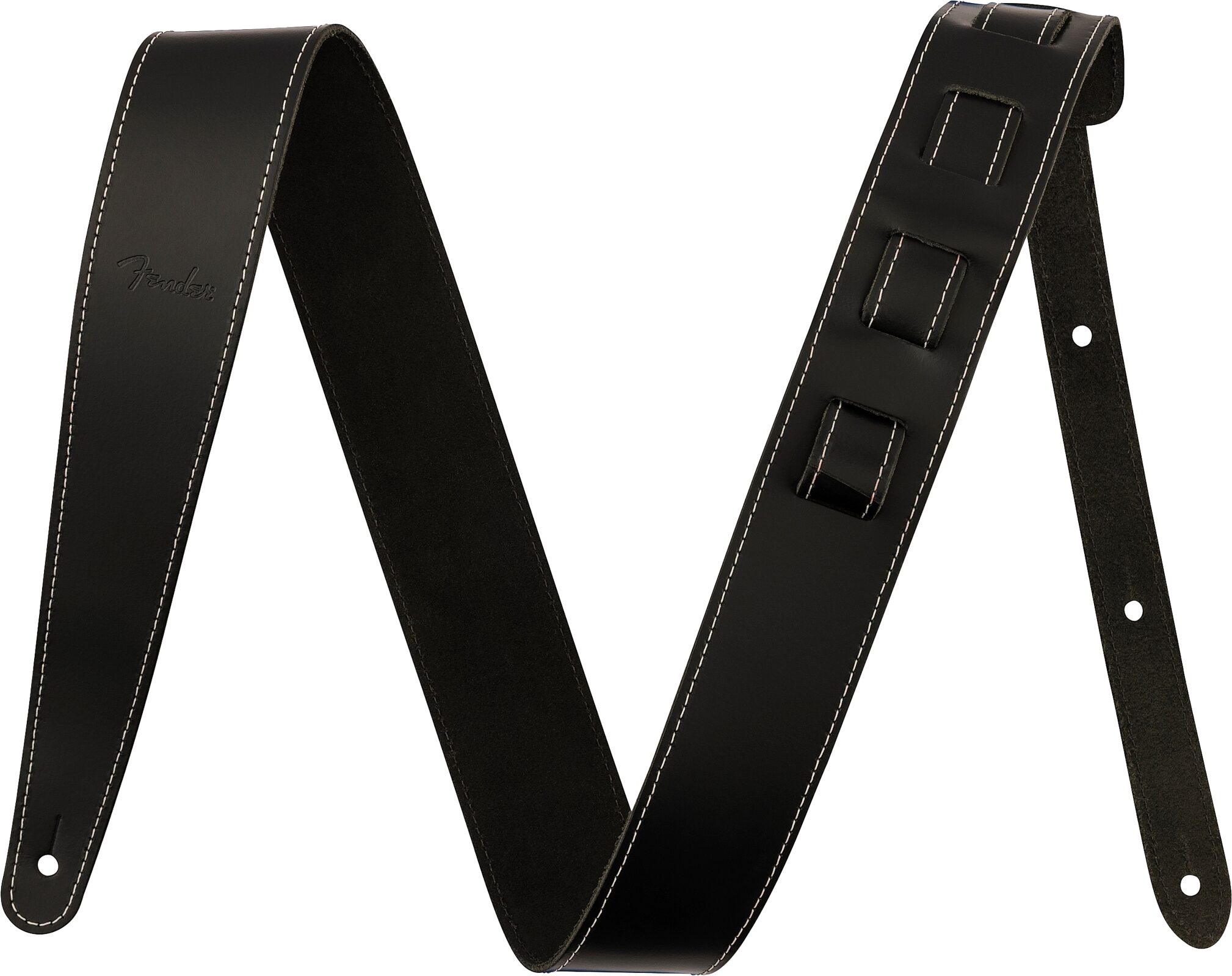 Fender Essentials Leather Strap, Black, Action Position Back