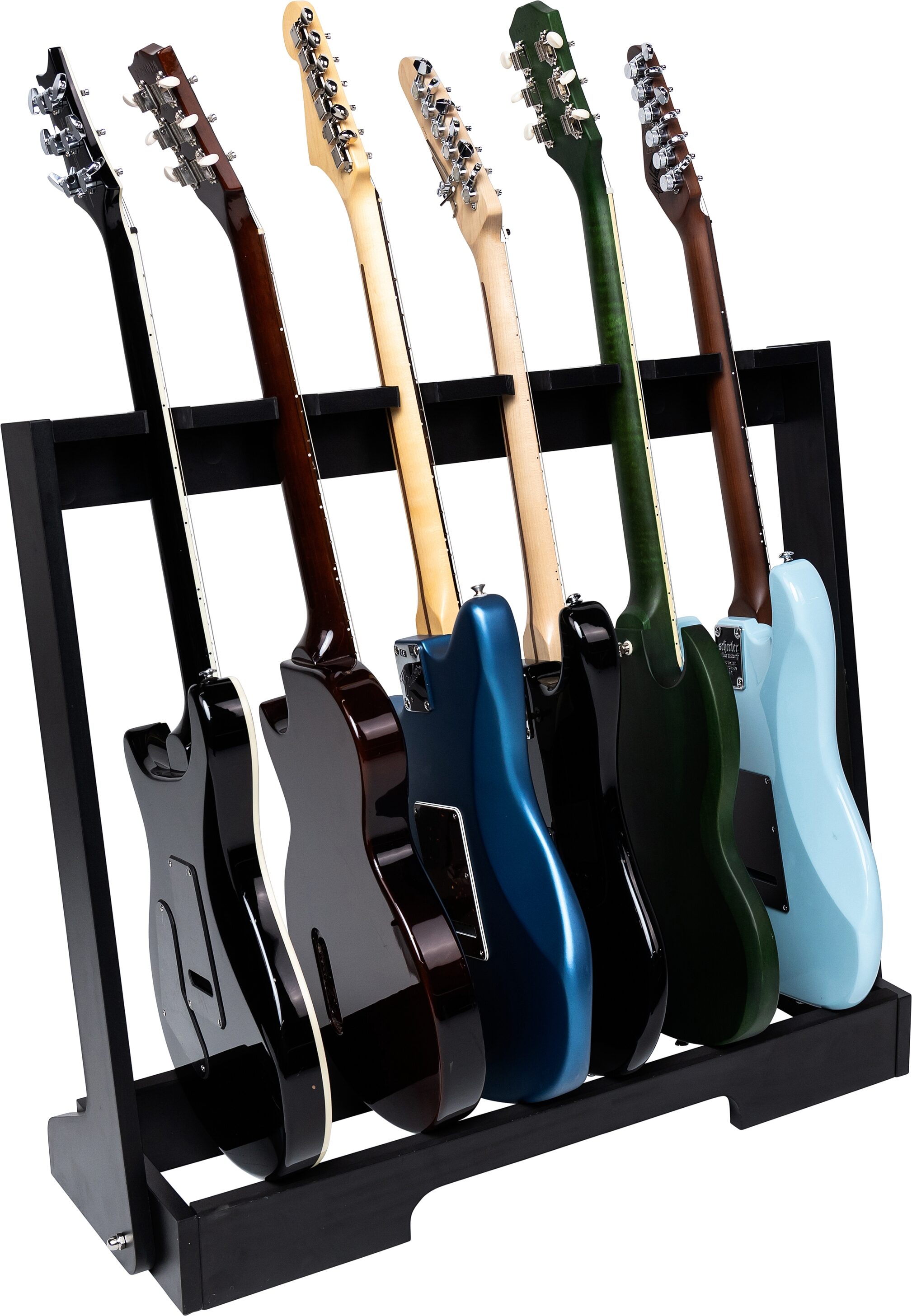 Gator Wooden Guitar Rack, Black, GFW-GTR-WD6RK, Action Position Back