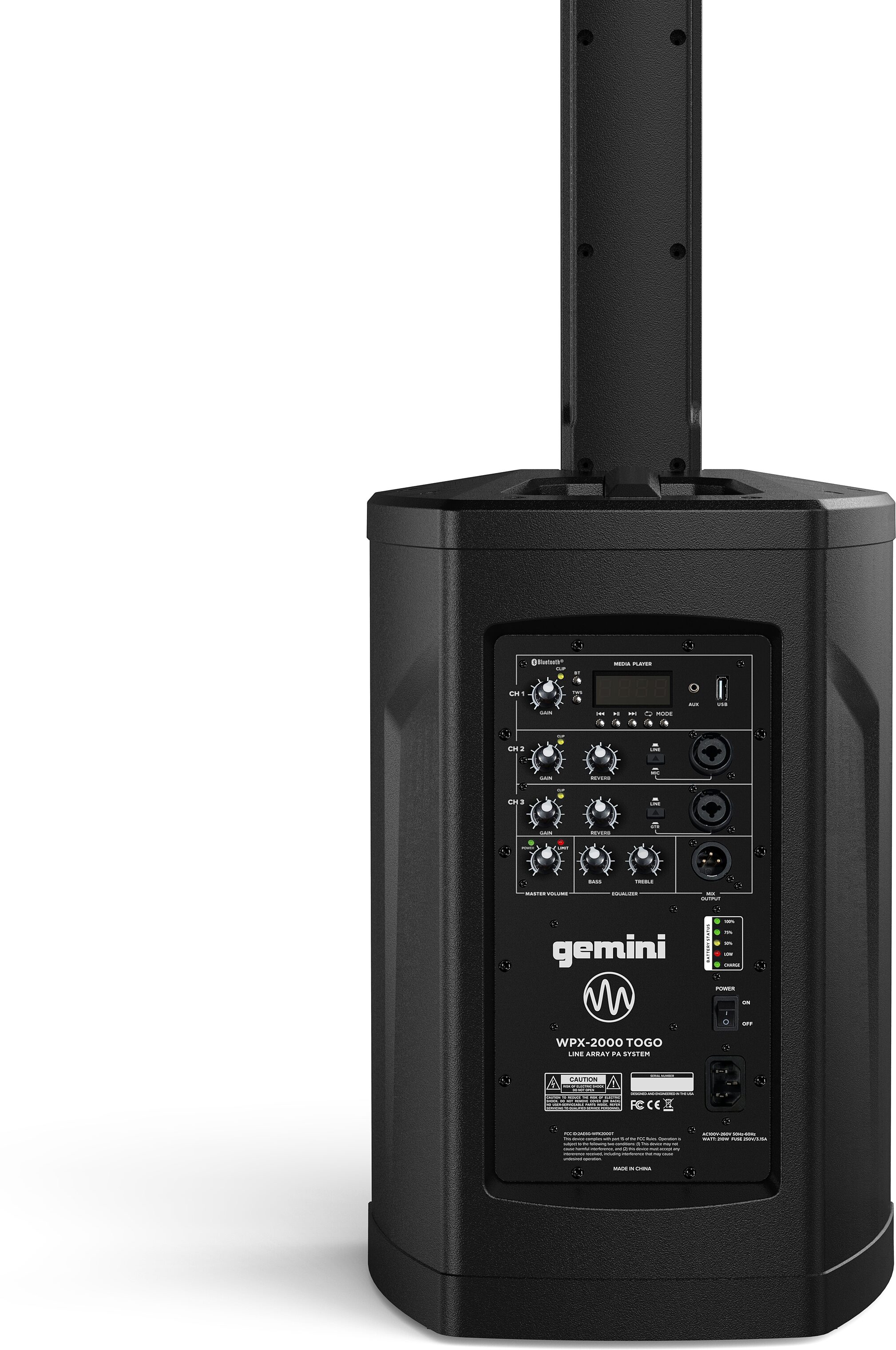 Gemini WPX-2000TOGO PA System, New, Action Position Back
