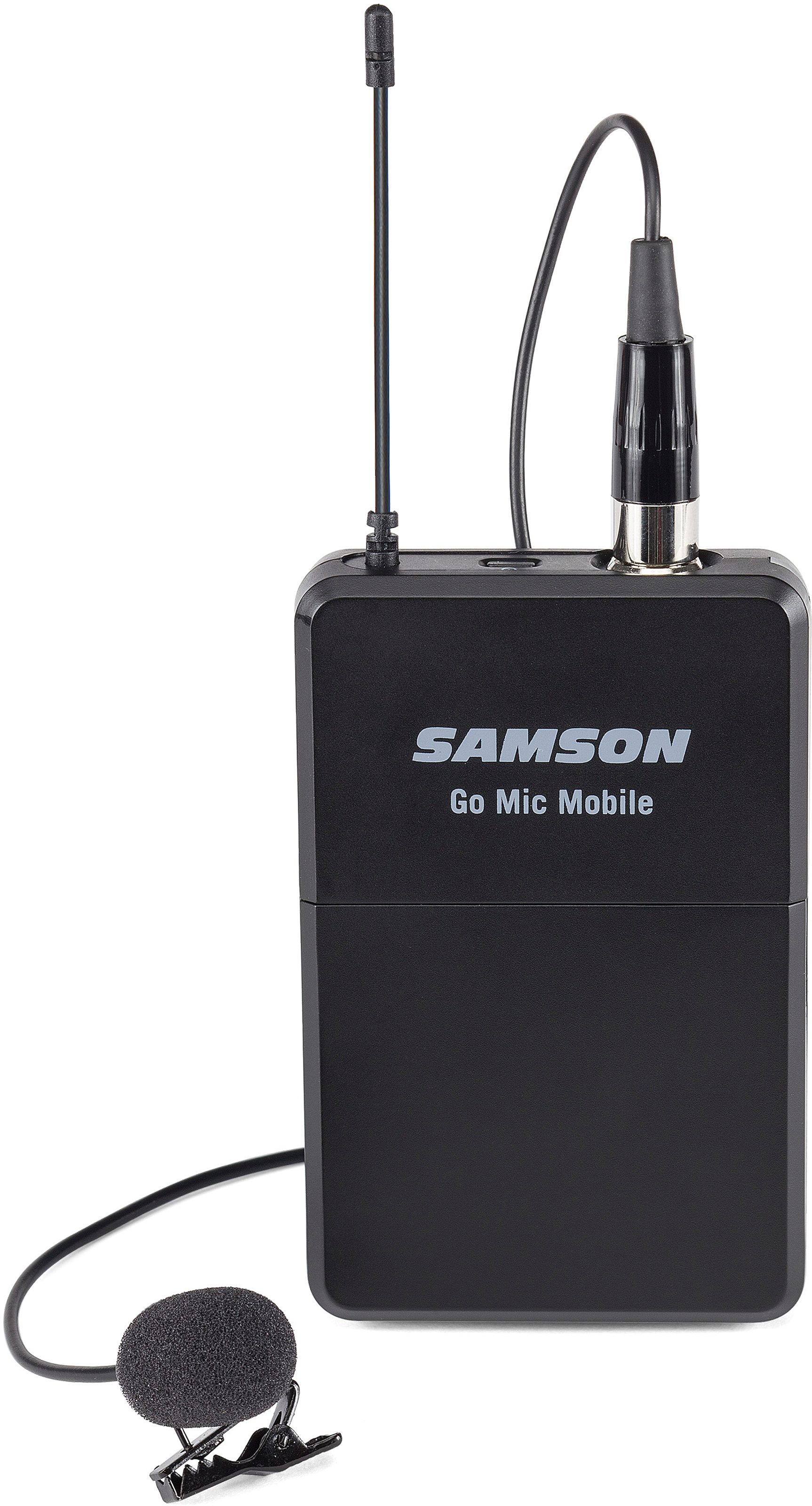 Samson Go Mic Mobile PXD2 Beltpack Transmitter with LM8 Lavalier Microphone, New, Action Position Back