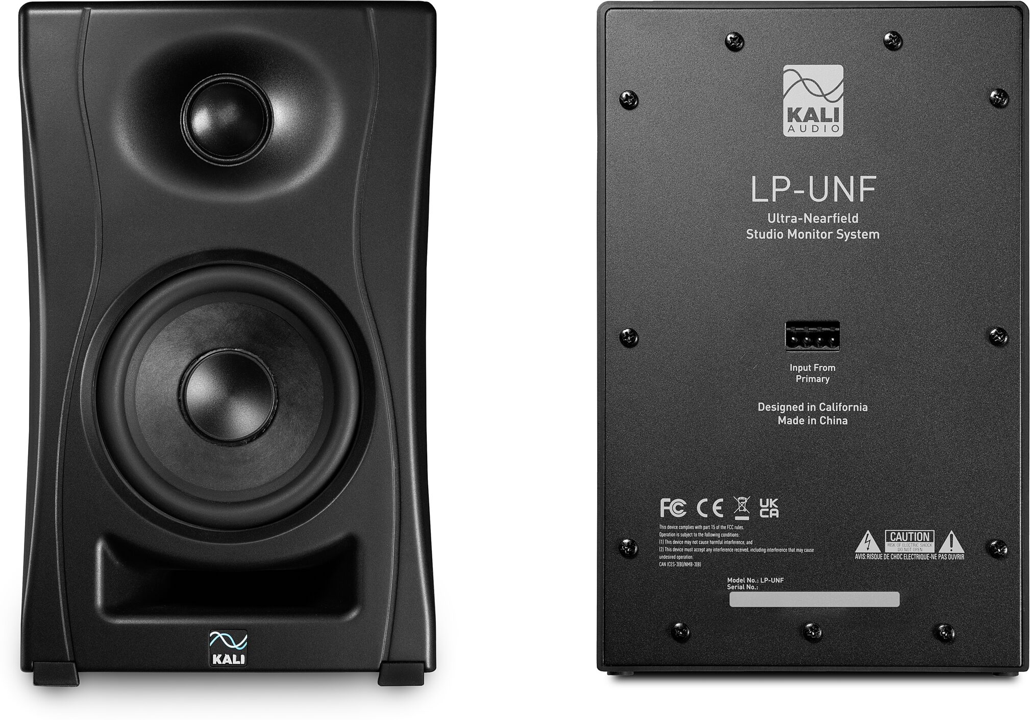 Kali Audio LP-UNF Powered Audio Monitors, Pair, Black, Action Position Back