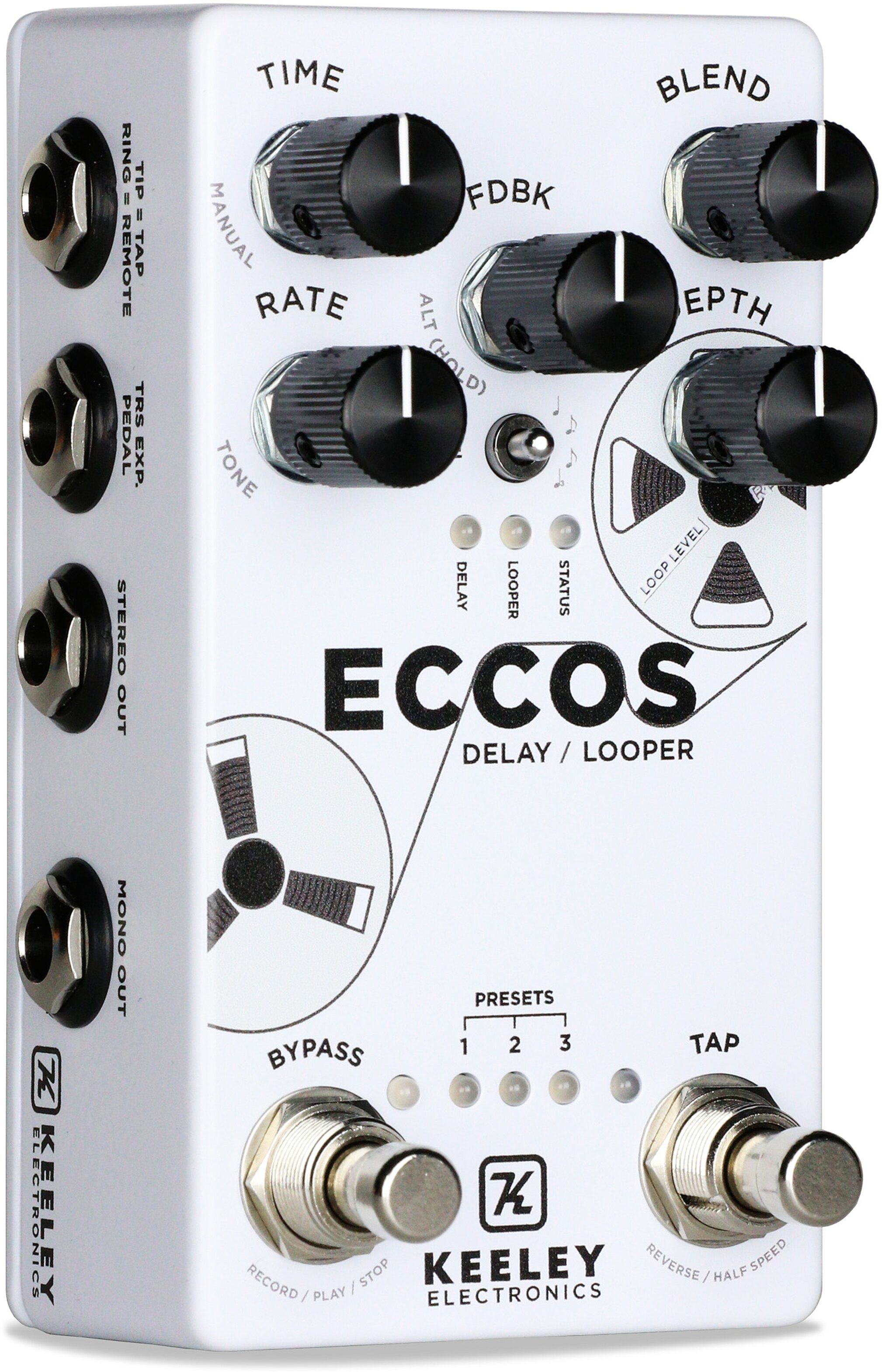 Keeley ECCOS Delay and Looper Pedal, New, Action Position Back