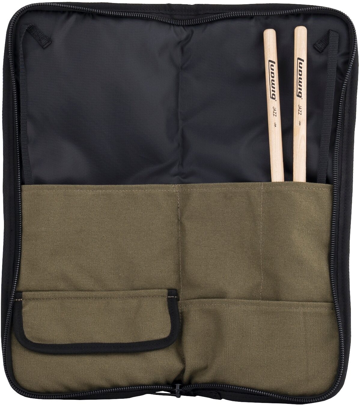 Ludwig LX31 Logo Drumstick Bag, Olive, Action Position Back