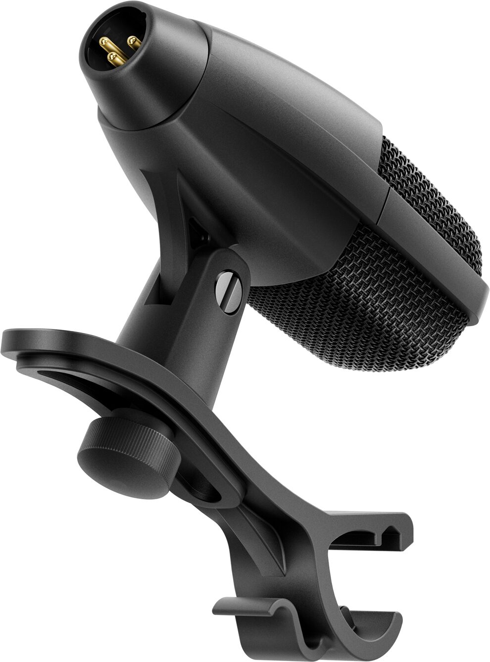 Sennheiser MD 421 Kompakt Dynamic Cardioid Microphone, Standard Black, with MZH Drum Clamp, Action Position Back