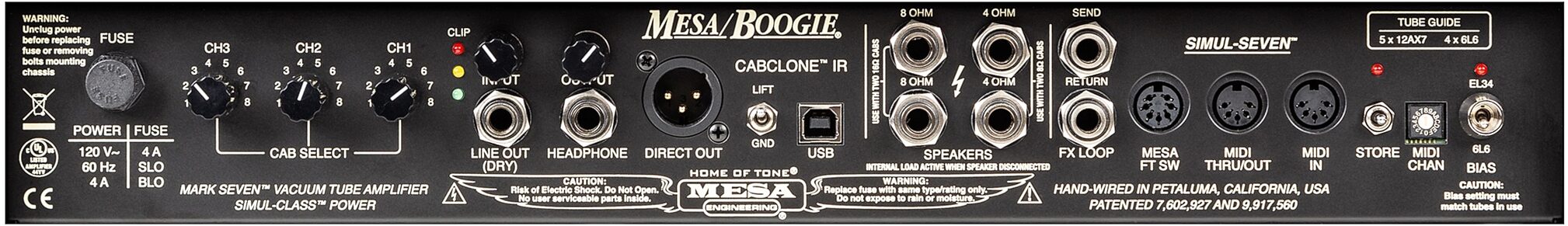 Mesa/Boogie Mark VII Tube Combo Amplifier (90 Watts, 1x12"), New, Action Position Back