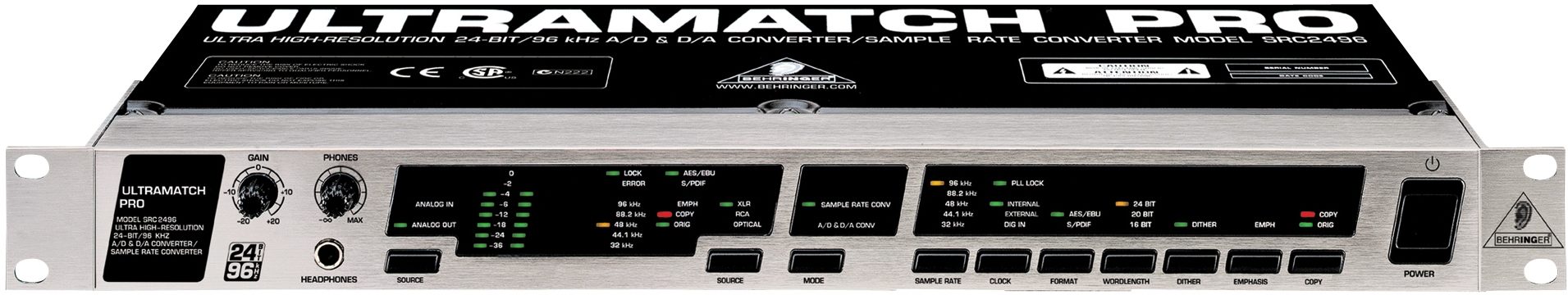 Behringer SRC2496 Ultramatch Pro Format Converter, Main