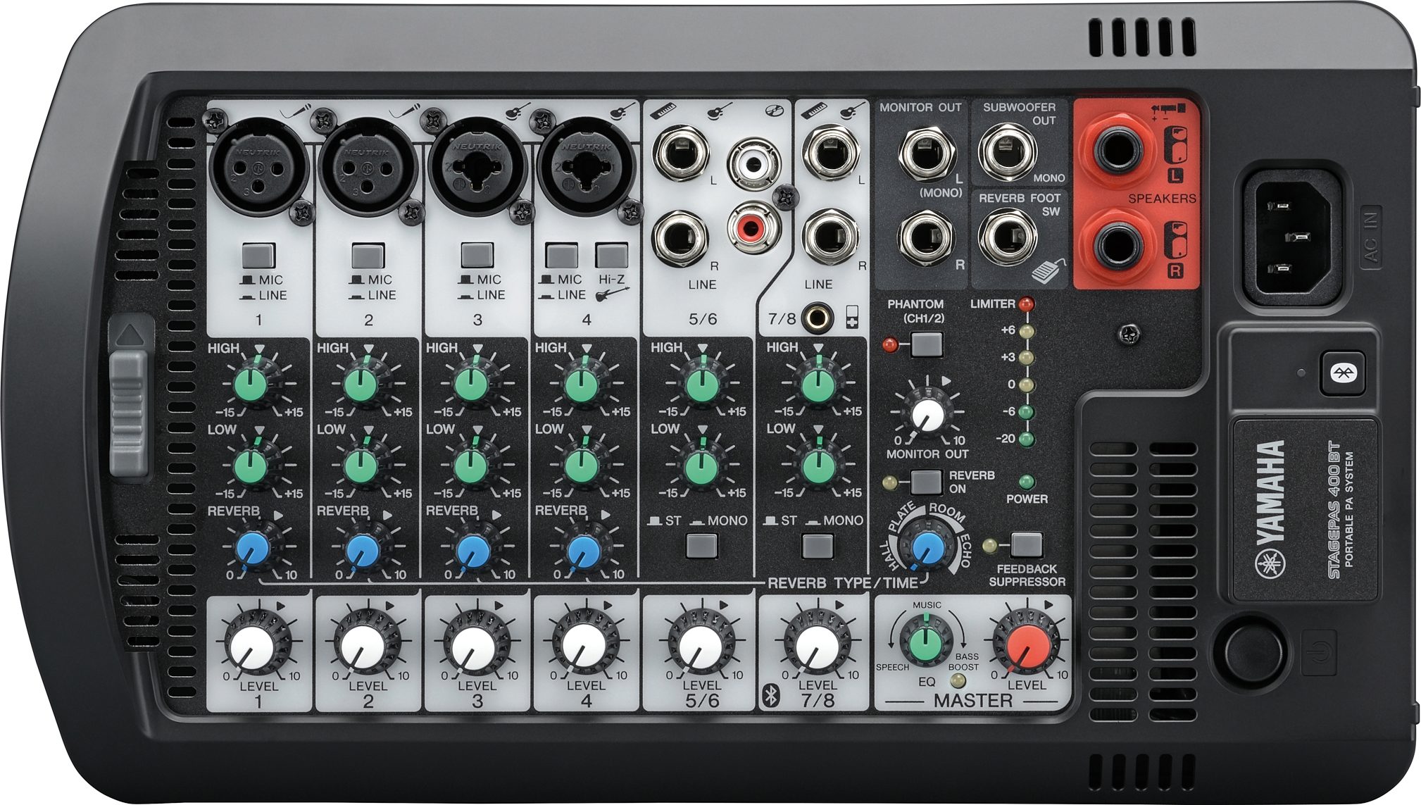 Yamaha STAGEPAS 400BT Portable PA System, New, Main Control Panel