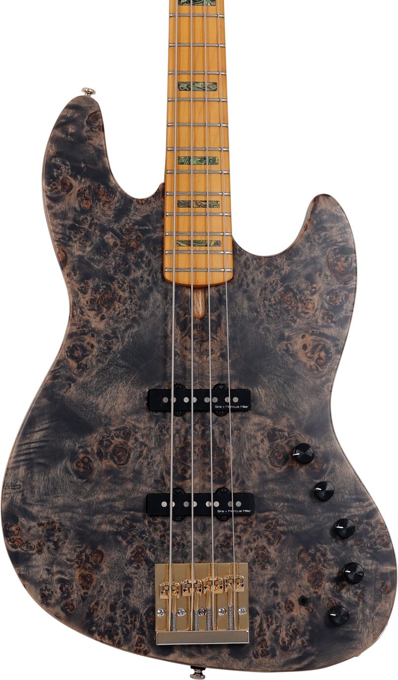 Sire Marcus Miller V10 Electric Bass, Transparent Black Satin, Action Position Back