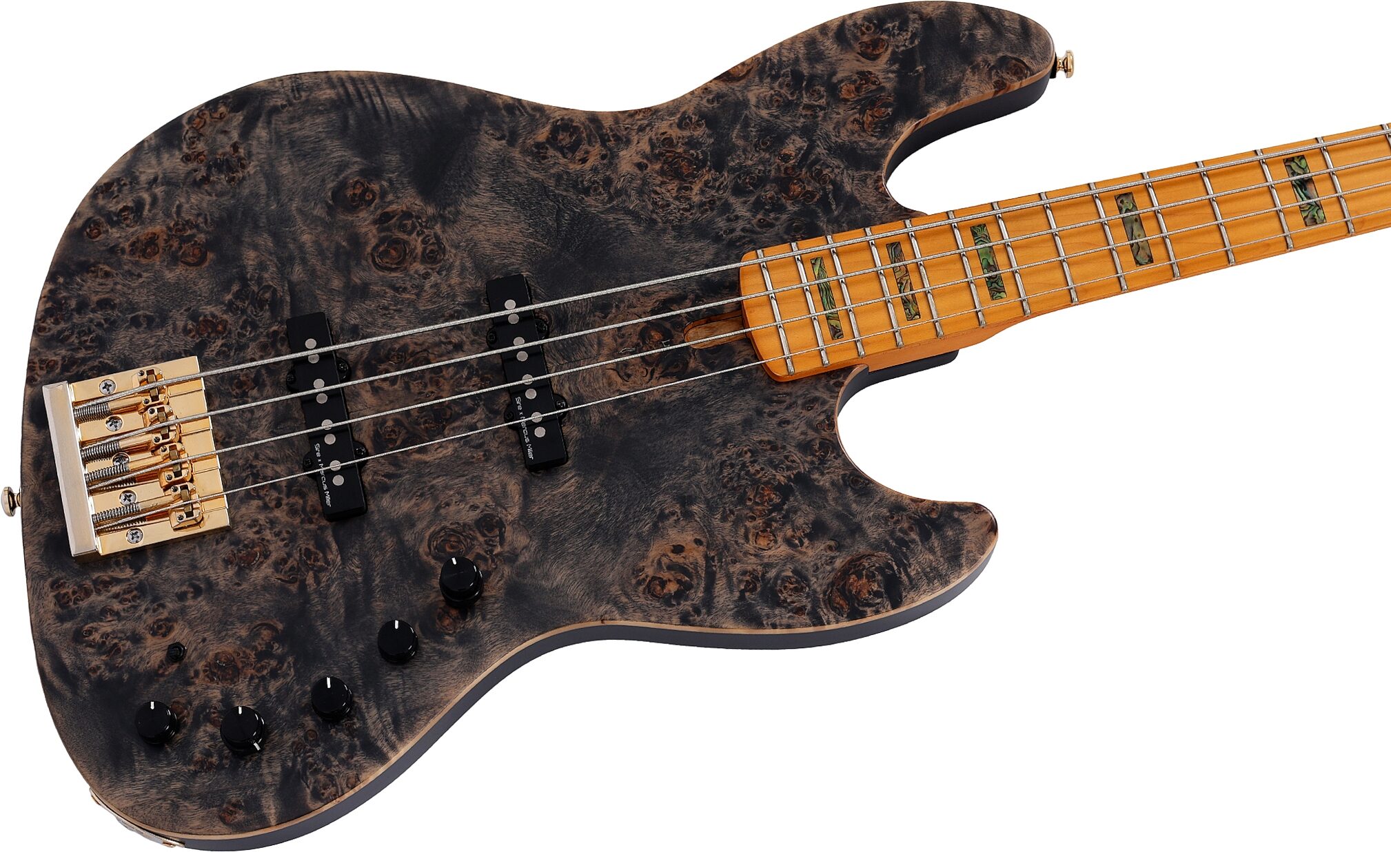 Sire Marcus Miller V10 Electric Bass, Transparent Black Satin, Action Position Back