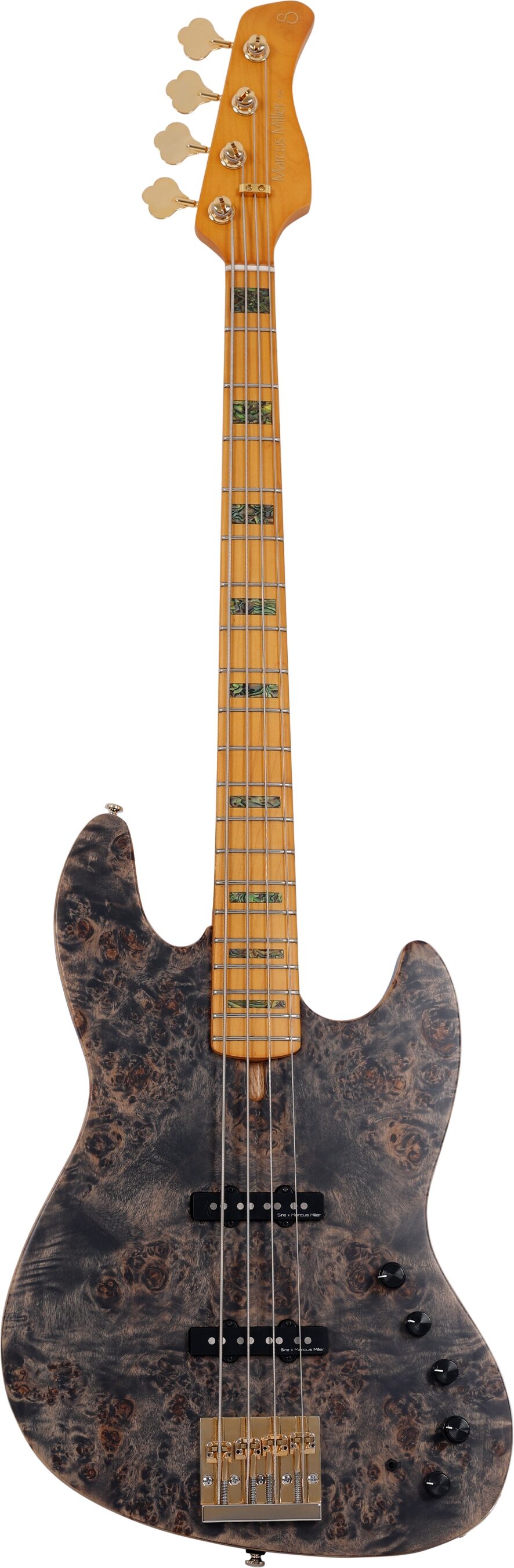 Sire Marcus Miller V10 Electric Bass, Transparent Black Satin, Action Position Back