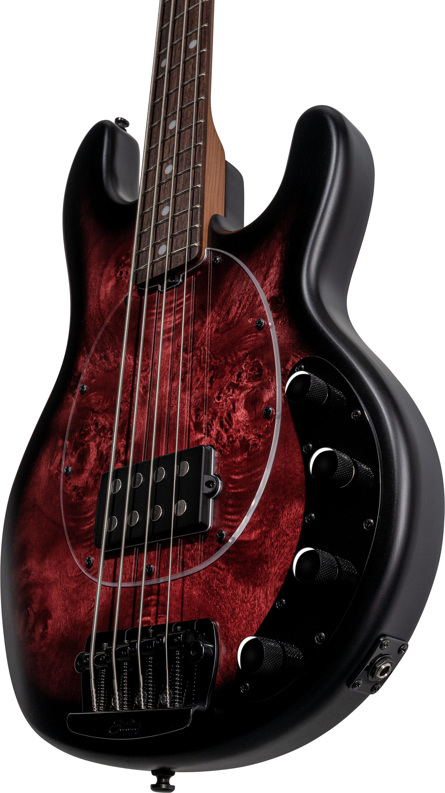 Sterling by Music Man StingRay Ray34 Electric Bass Guitar, Dark Scarlet Burst, Rosewood Fretboard, Open Box (Very Good), Action Position Back