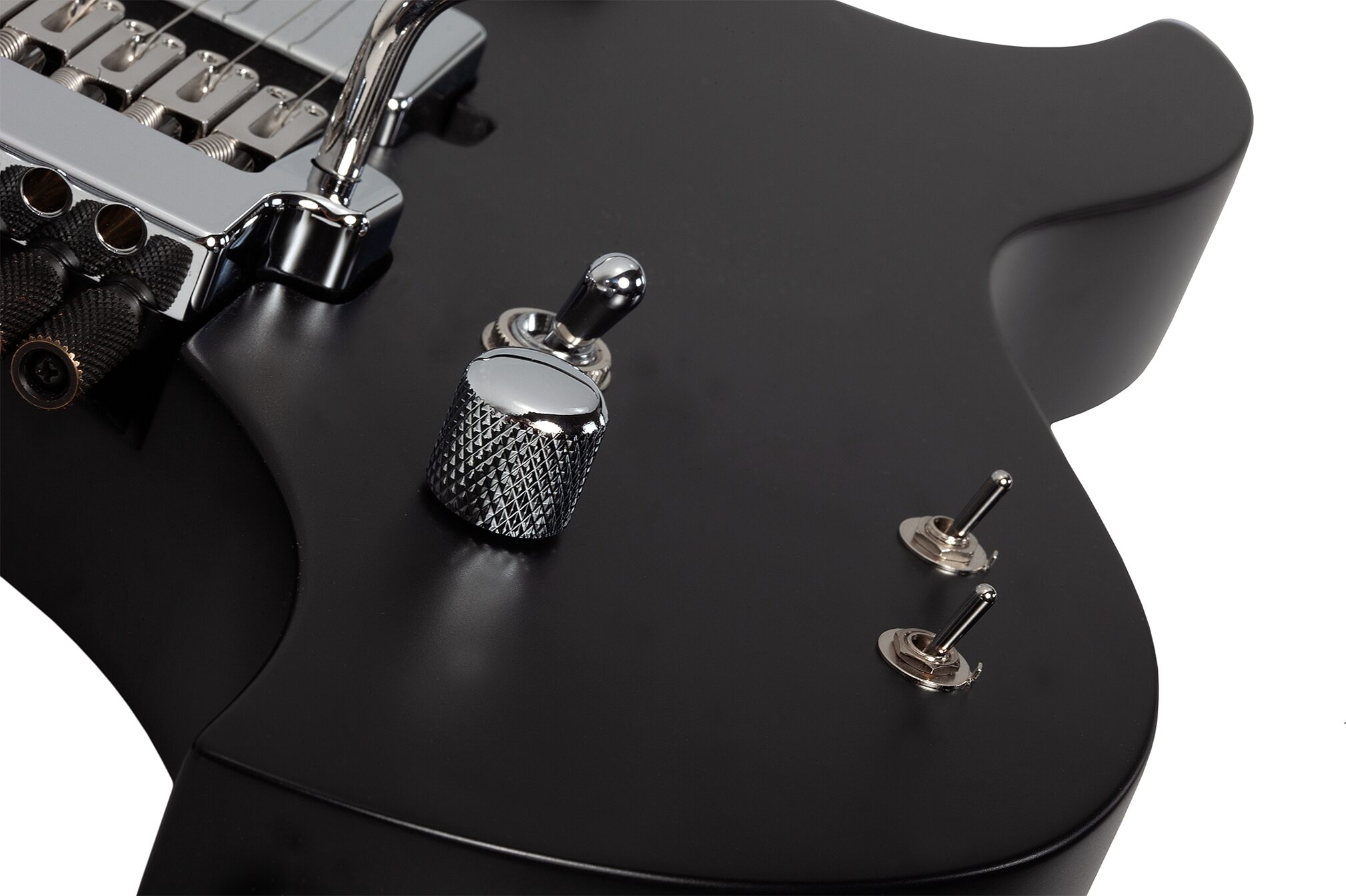 Schecter Synyster Gates Custom-6 TR-S Signature Headless Electric Guitar, Satin Black, Action Position Back