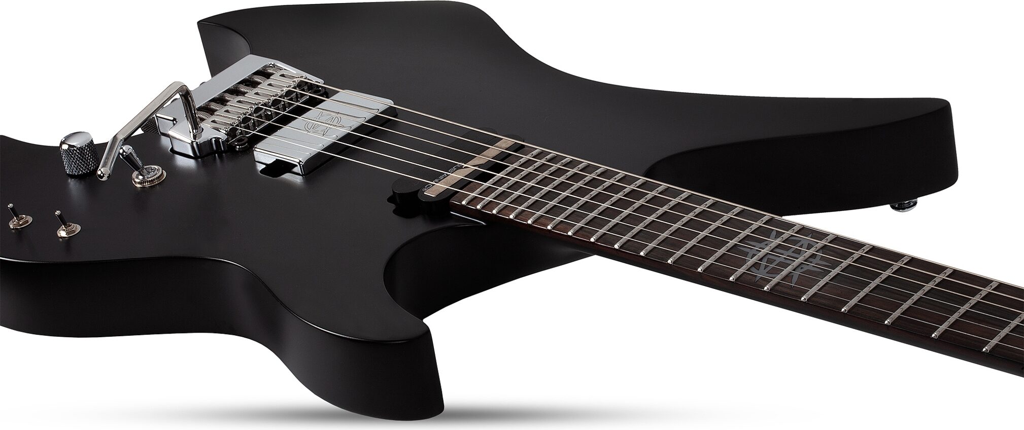 Schecter Synyster Gates Custom-6 TR-S Signature Headless Electric Guitar, Satin Black, Action Position Back
