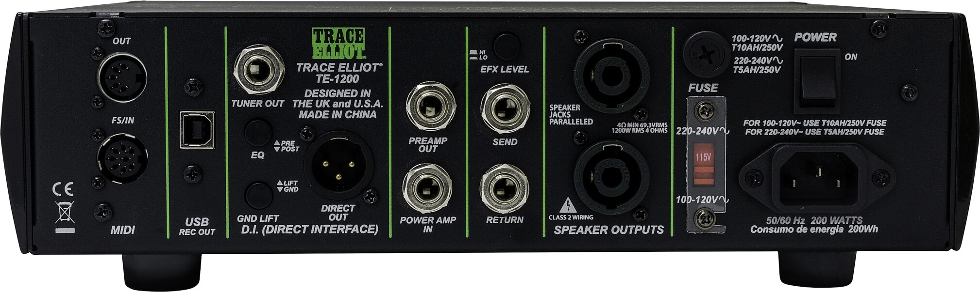 Trace Elliot TE 1200 Bass Amplifier Head (1200 Watts), New, Action Position Back