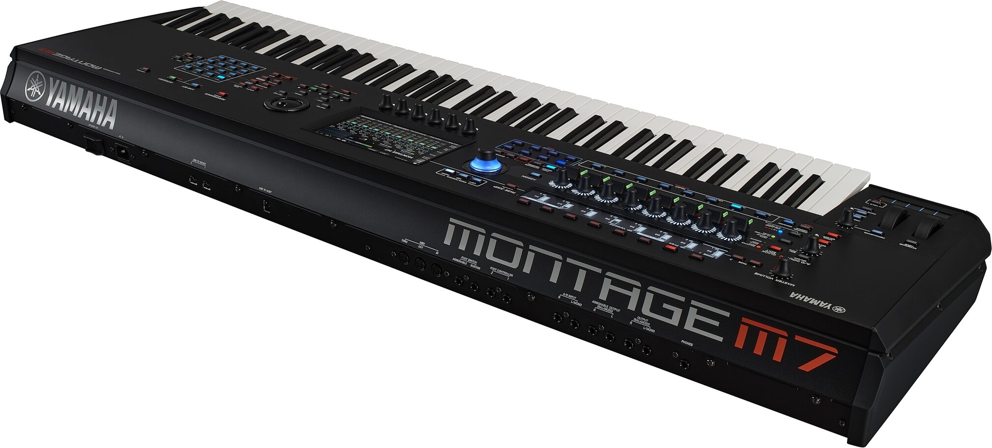 Yamaha Montage M7 Keyboard Synthesizer, 76-Key, New, Back Angle