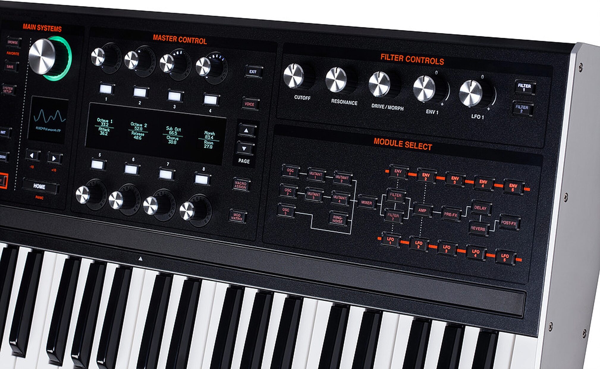 ASM Ashun Sound Machines Hydrasynth Keyboard Synthesizer, 49-Key, New, Detail Right Angle