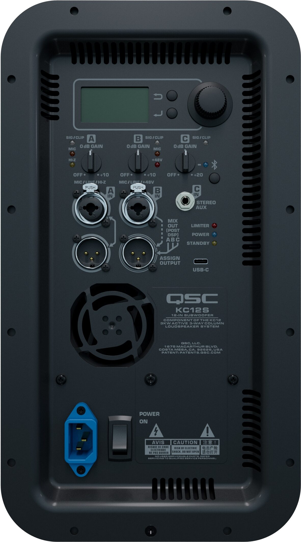 QSC KC12 K Column PA System, Black, KC12-BK, Action Position Back