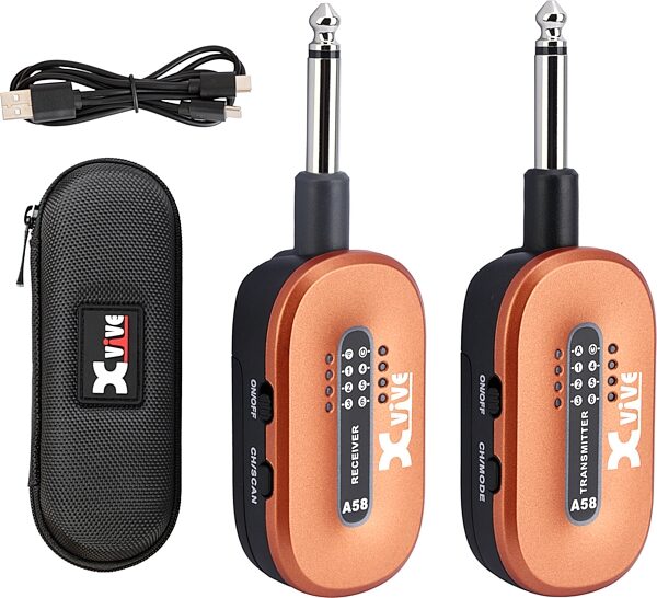 open zoom image for Xvive A58 Digital 5.8 GHz Wireless Guitar System, Orange, System