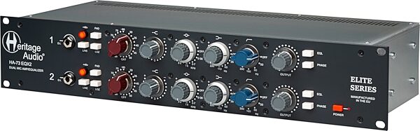 open zoom image for Heritage Audio HA73EQX2 Elite Series 2-Channel Microphone Preamplifier with Equalizer, New, Action Position Back