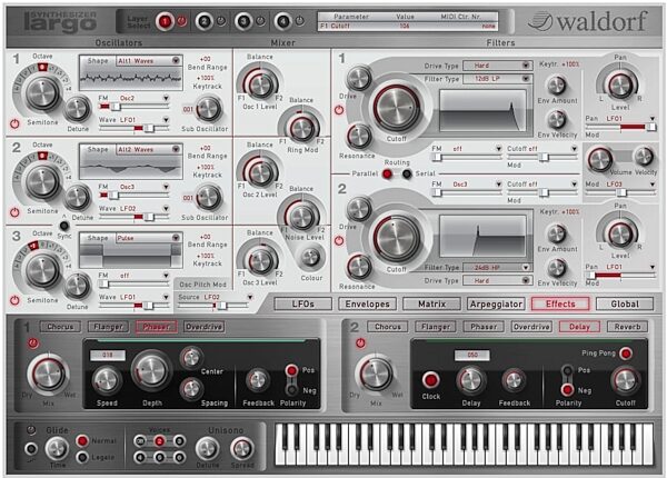 open zoom image for Waldorf Largo Software Synthesizer (Mac and Windows), Screenshot - Effects