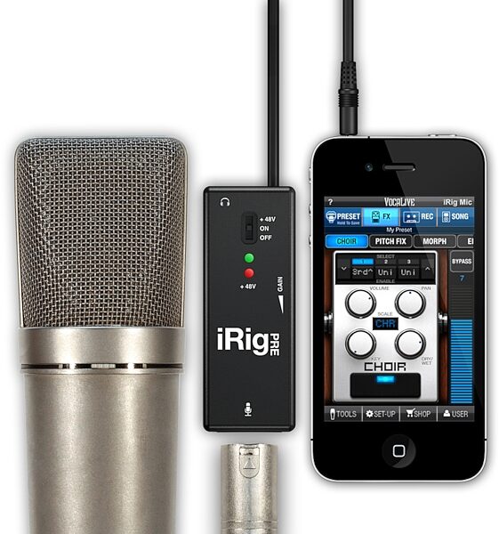 open zoom image for IK Multimedia iRig Pre Microphone Interface for iDevices with TRRS Jack, Usage Example