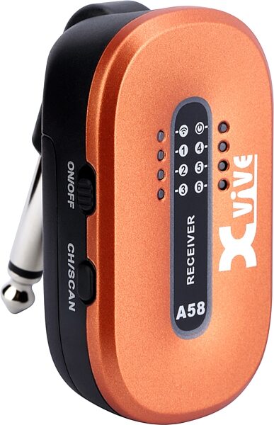 open zoom image for Xvive A58 Digital 5.8 GHz Wireless Guitar System, Orange, Receiver Angle Folded