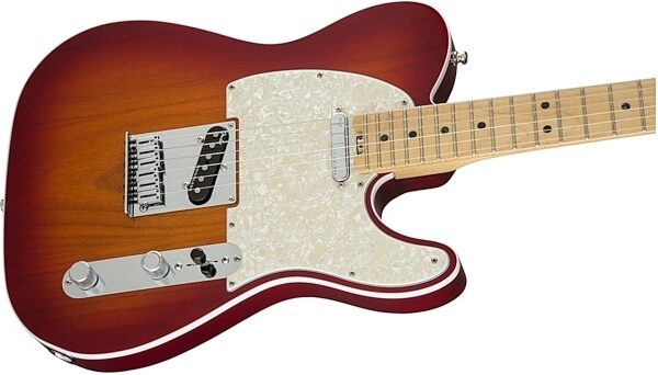 open zoom image for Fender American Elite Telecaster Electric Guitar (Maple, with Case), Aged Cherry Burst Body Right