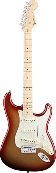 open zoom image for Fender American Deluxe Stratocaster Electric Guitar (Maple with Case), Sunset Metallic