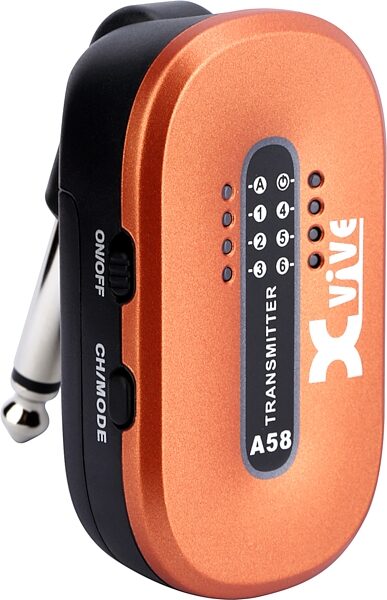 open zoom image for Xvive A58 Digital 5.8 GHz Wireless Guitar System, Orange, Transmitter Angle Folded