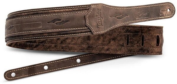 open zoom image for Taylor Element 3" Distressed Leather Guitar Strap, Brown, Main--TW-Straps-4114-25