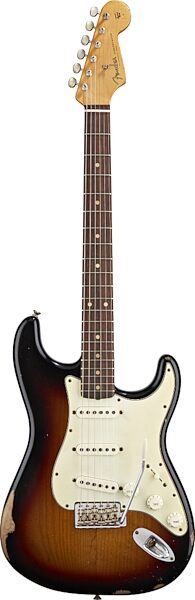 open zoom image for Fender Road Worn '60s Stratocaster Electric Guitar (with Gig Bag), 3-Color Sunburst