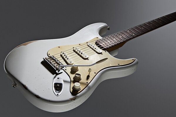 open zoom image for Fender Road Worn '60s Stratocaster Electric Guitar (with Gig Bag), Olympic White Closeup