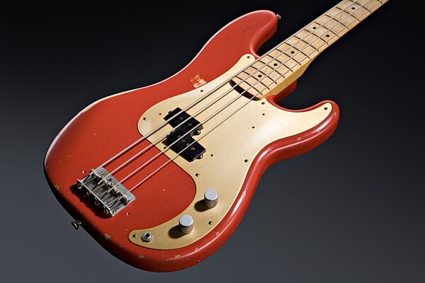 open zoom image for Fender Road Worn '50s Precision Electric Bass (with Gig Bag), Fiesta Red Closeup