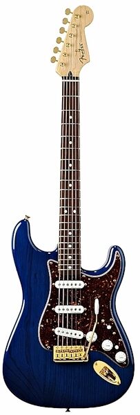 open zoom image for Fender Deluxe Players Stratocaster Electric Guitar (Rosewood with Gig Bag), Sapphire Blue Transparent