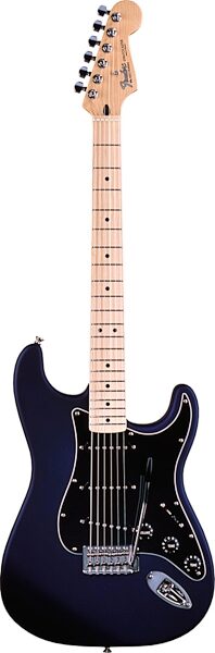 open zoom image for Fender Standard Satin Stratocaster Electric Guitar (Maple, with Gig Bag), Midnight Blue