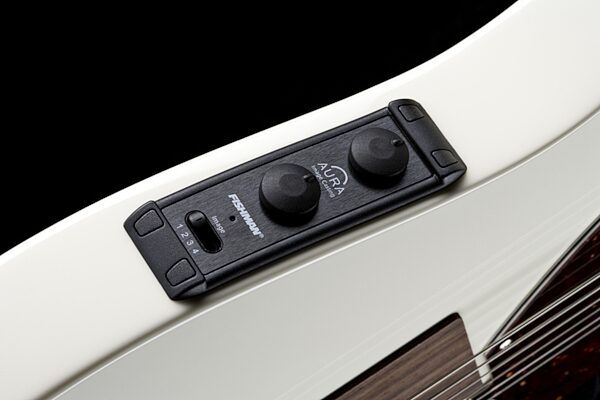 open zoom image for Fender Acoustasonic Telecaster Electric Guitar (with Gig Bag), Olympic White (Controls Closeup