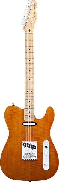 open zoom image for Fender Select Flame Maple Top Telecaster Electric Guitar with Case, Maple Neck, Amber