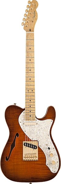 open zoom image for Fender Select Thinline Telecaster Electric Guitar, Maple Fingerboard (with Case), Violinburst Gold