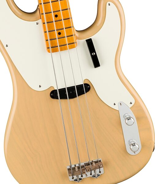 open zoom image for Fender American Vintage II 1954 Precision Electric Bass, Maple Fingerboard (with Case), Vintage Blonde, Open Box (Good), Action Position Back